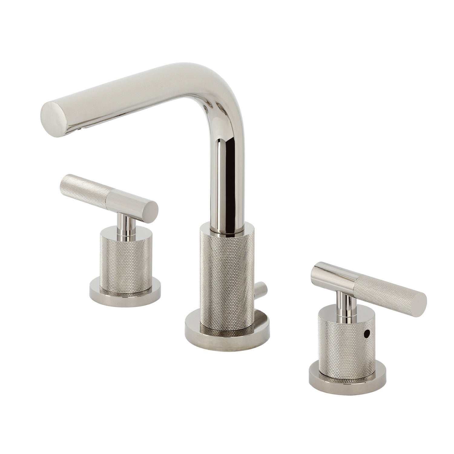 Kingston Sona FSC8959KNL - Convergent Two-Handle 3-Hole Deck Mount Widespread Bathroom Faucet with Knurled Handle and Brass Pop-Up, Polished Nickel — image 1